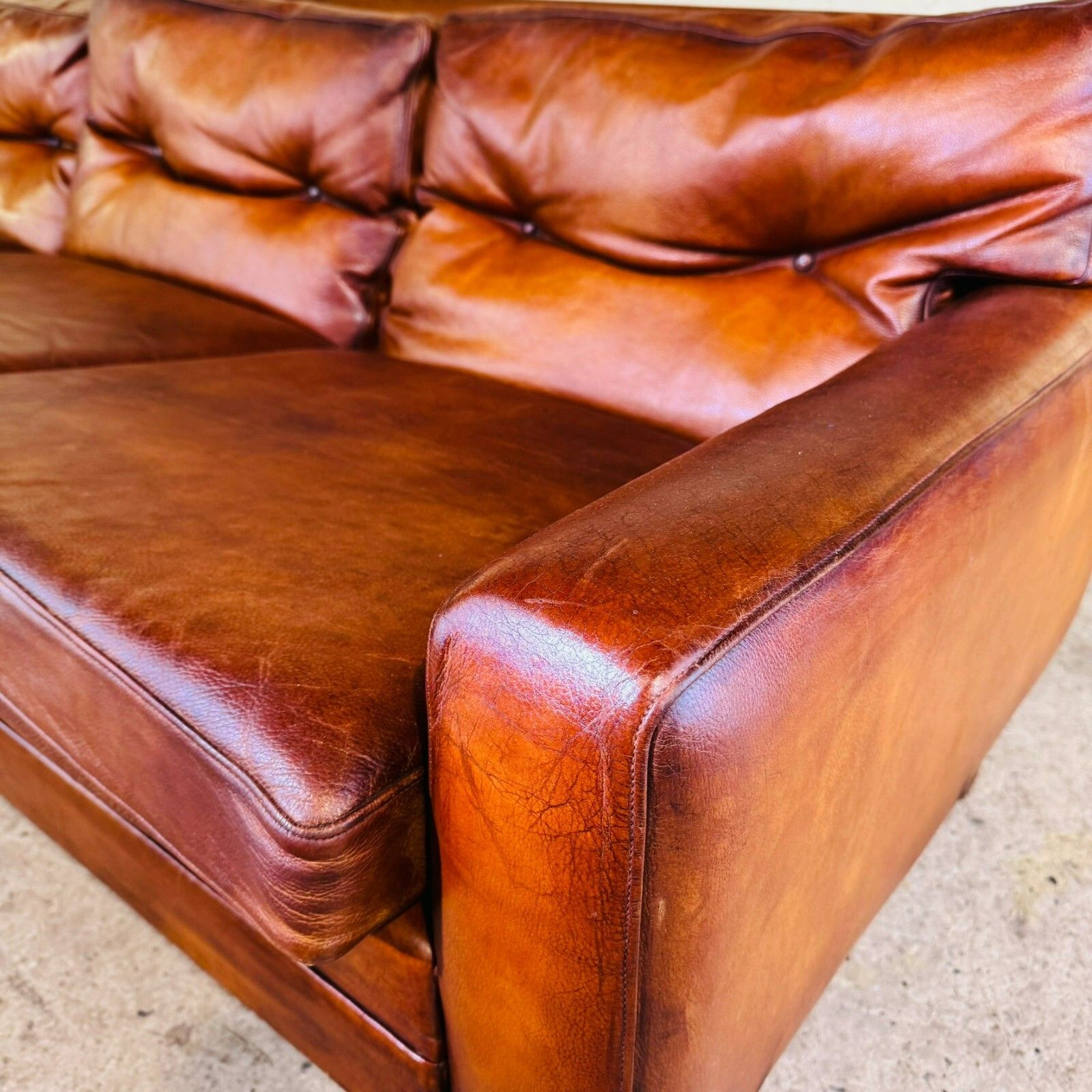 photo for sale Stunning 1970s Danish George Thams Three Seater Tan Leather Sofa #A
