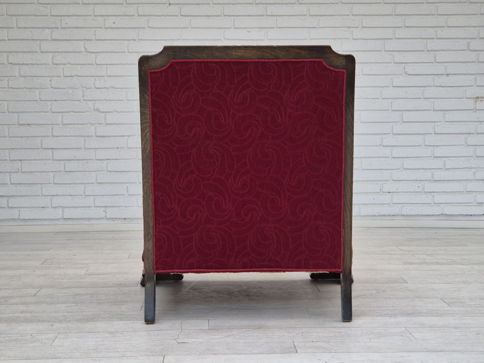 1950s, Danish Vintage Armchair, Furniture Fabric, Oak Wood, Original Condition. photo vinterior