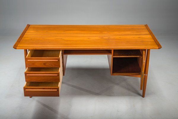 photo buy Danish Teak Executive Desk By Arne Vodder For H.P. Hansen, 1960s