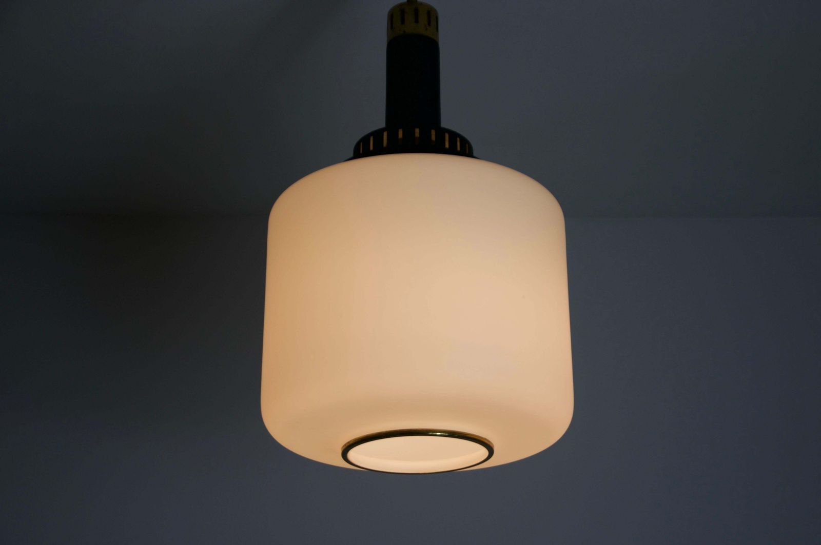 Mid Century Opal Glass Ceiling Lamp By Stilnovo, Italy, 1960s photo Lighting