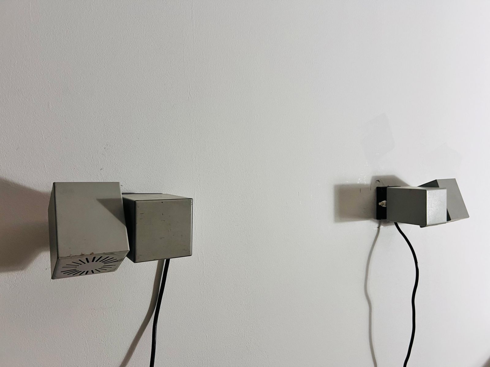 Pair Of Metal Cubic Wall Lamps By Kaiser Leuchten, Germany 1970s photo buy