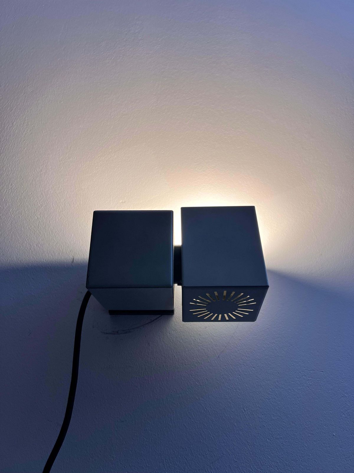 983.0 Pair Of Metal Cubic Wall Lamps By Kaiser Leuchten, Germany 1970s photo