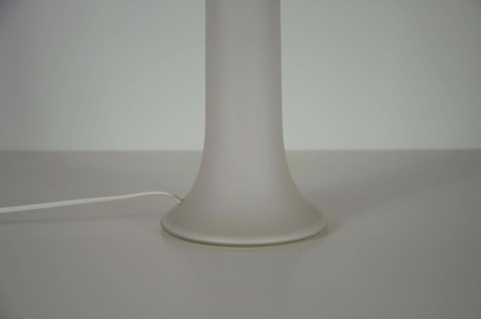 photo furniture Mid Century White Glass And Fabric Shade Table Lamp By Luxus Sweden, 1960s