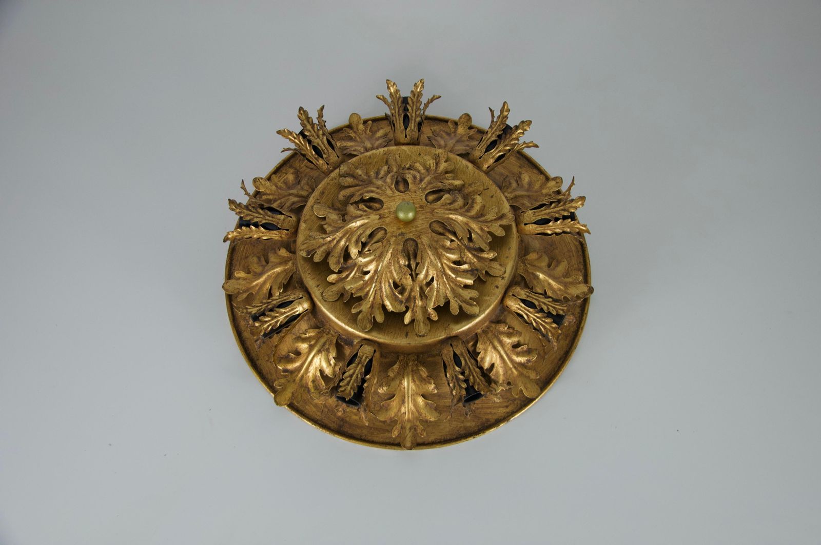 Large Golden Florentine Flower Shape Flush Mount By Banci Firenze, Italy, 1970s photo Lighting