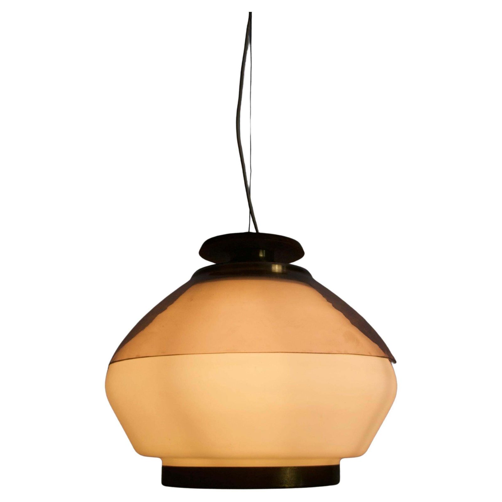 Mid Century Acrylic And Opaline Glass Ceiling Lamp By Stilnovo, Italy, 1960s