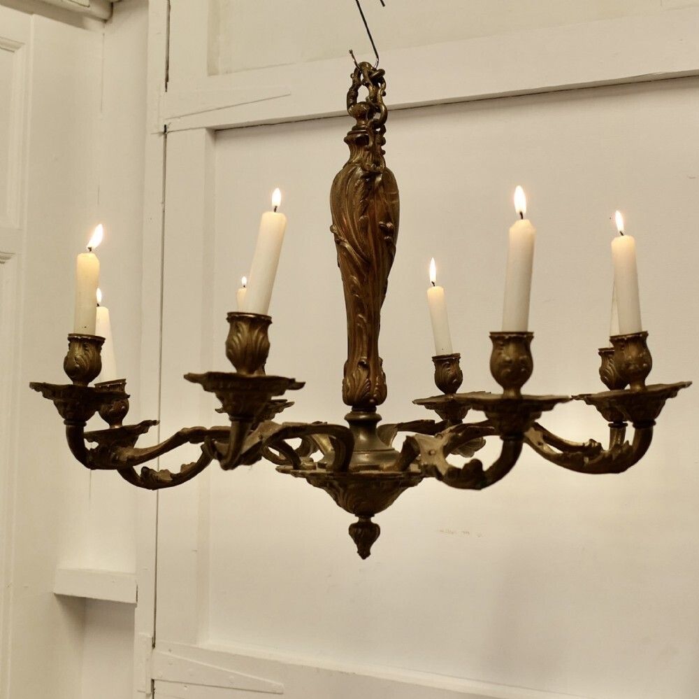 A French Gilded Brass 8 Branch Rococo Chandelier (Candelier) photo furniture
