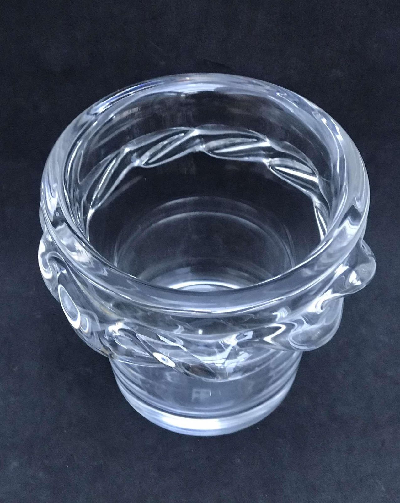 Ice Bucket Vintage Heavy Molded Glass Bar Accessories, Mid Century Modern Vintage Bar, Cocktails Gift Him Wedding Gift photo vinterior