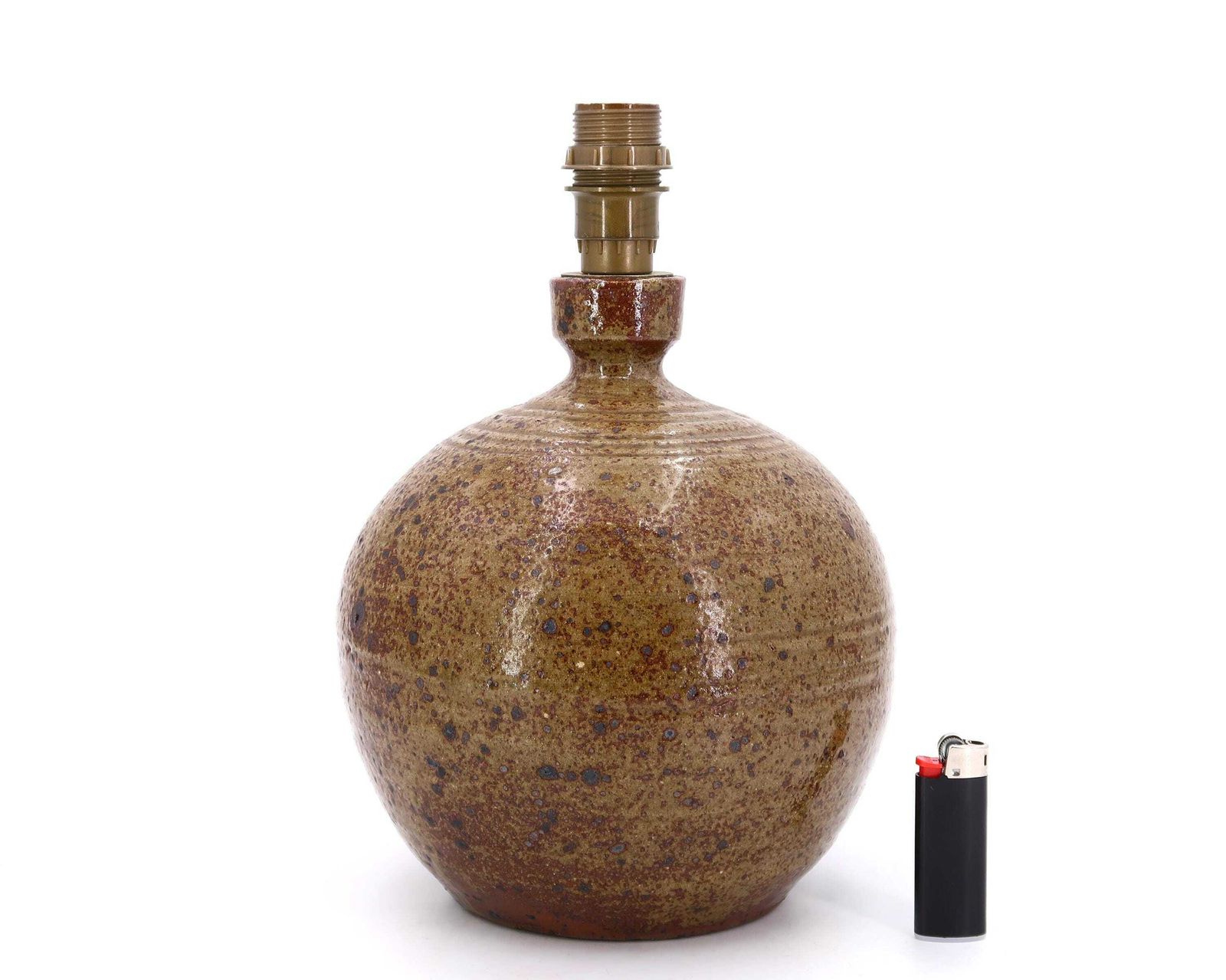 French Handmade Ceramic Table Lamp By Guy Baudat, 1970s / Brown, Wabi Sabi Stoneware, Country photo furniture