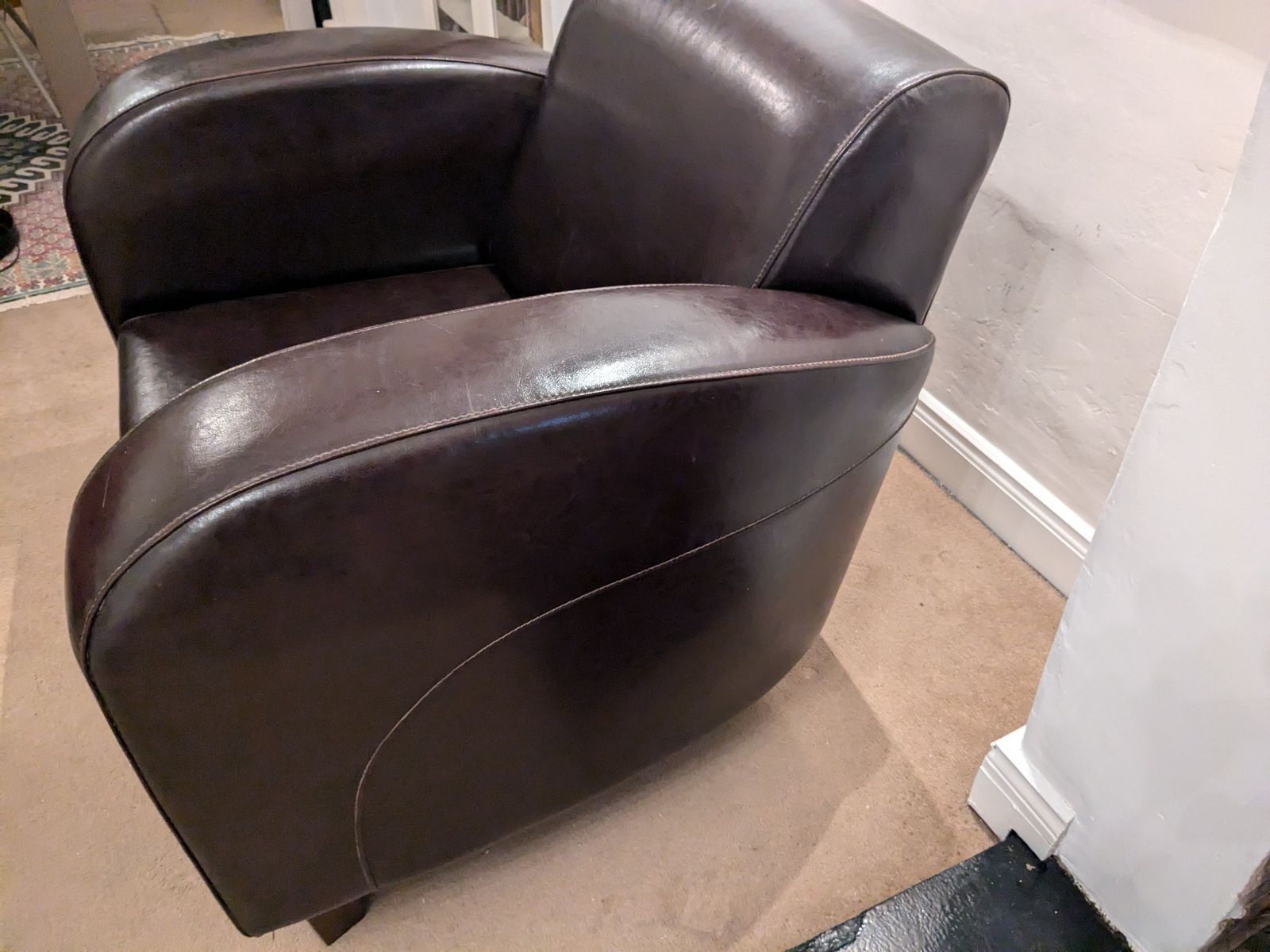 Art Deco Leather Armchair / Club Chair photo for sale