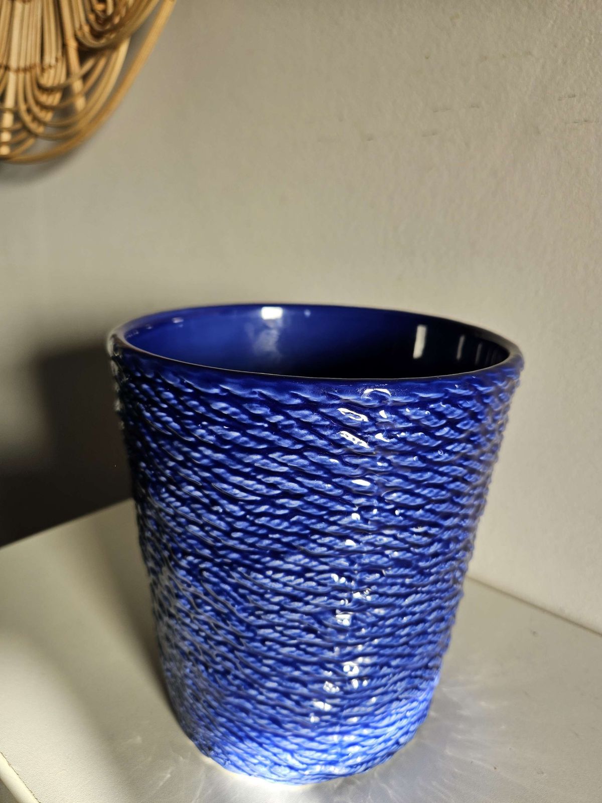 Cobalt Blue Rope Style Plant Pot By Destinos Sa Made In Portugal photo for sale