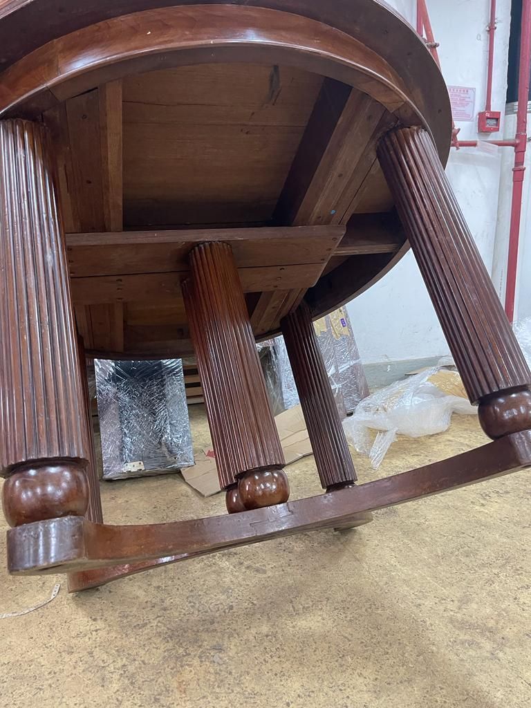 1940 Chinese Red Wood Bespoke Dining Table With Their Extension Leaf.  From 4 Seatings To 10 Seatings. It Was Commissioned By My Grandparents And Has Been In The Family Since photo Furniture