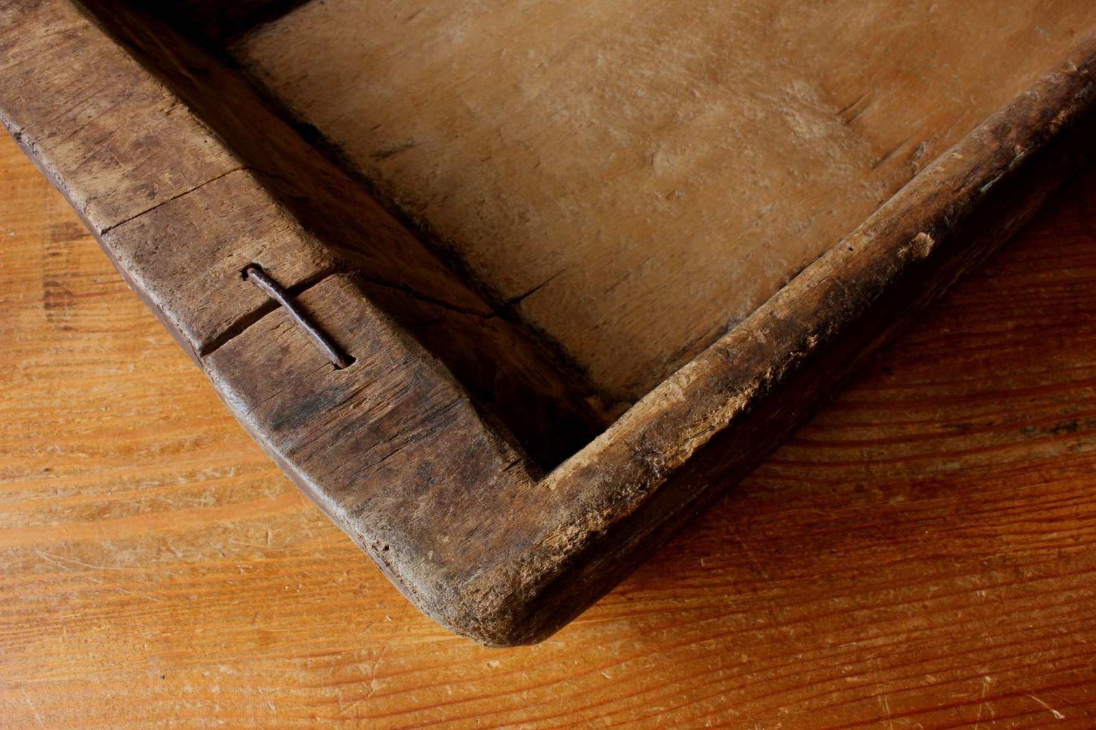 Antique French Wooden Dough Trough. Large Hand Carved Rustic Wood Bowl. photo 525.0