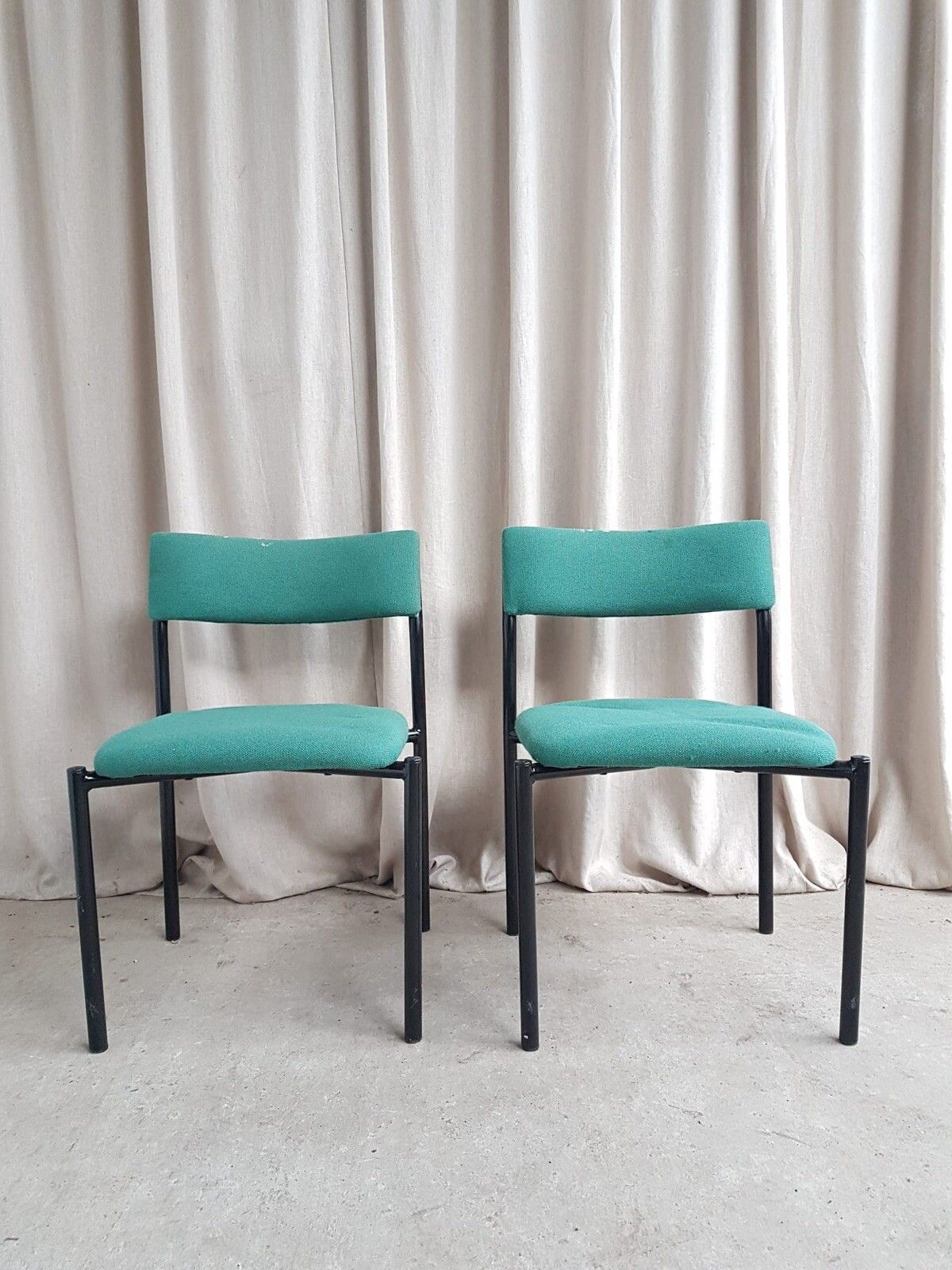 Vtg Late Mid Century Pair Of 2 Modernist Post Modern Style Dining Chairs R718 photo for sale