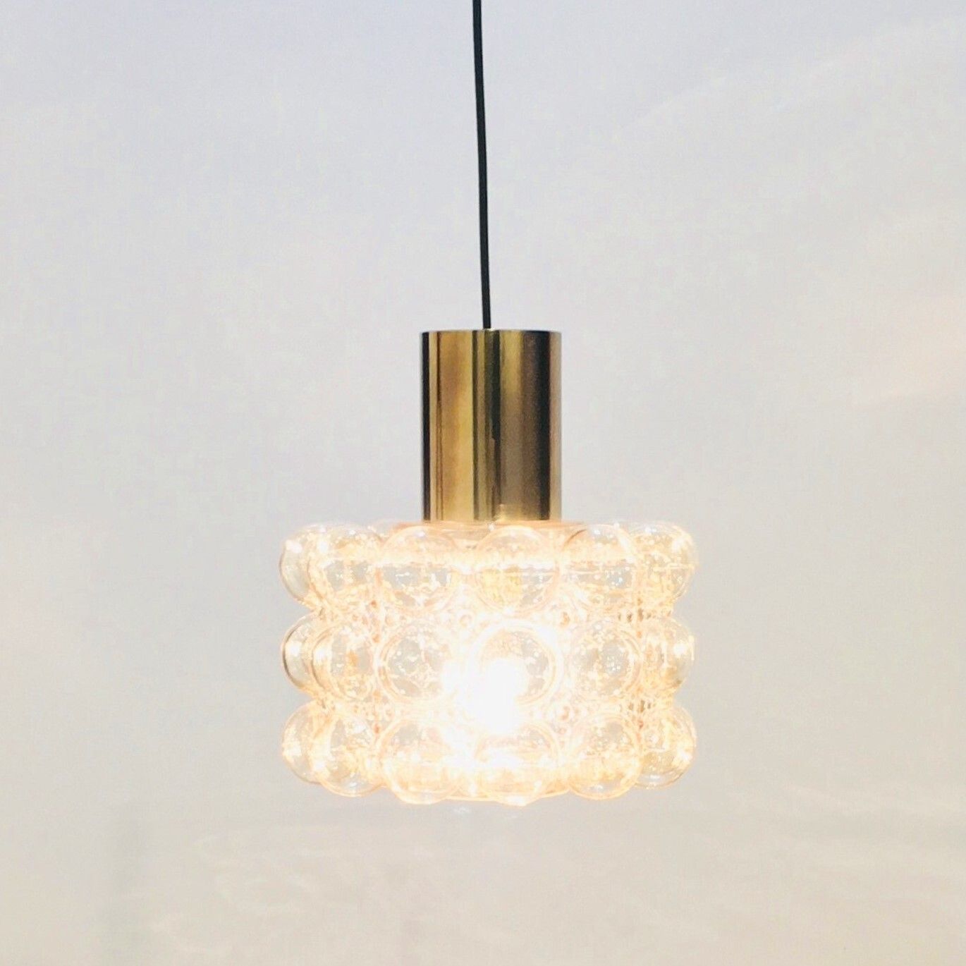 Large Mid Century Amber Bubble Glass Ceiling Light By Helena Tynell For Limburg, Germany, 1960s photo 750.0