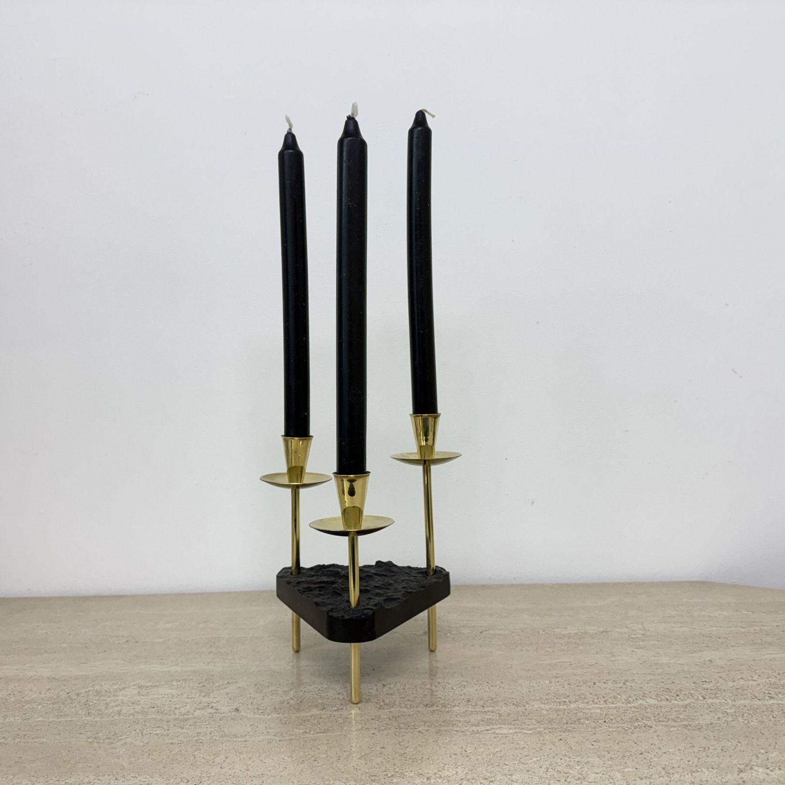 Mid Century Candle Holder Brass And Lucite , 1970s photo 129.0