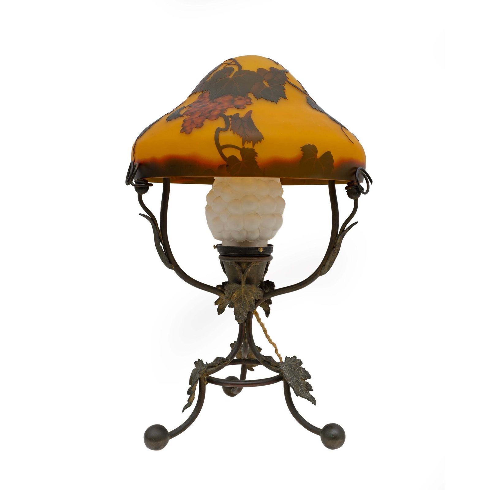 émile Gallé Art Nouveau Cameo Bulb Glass And Bronze Table Lamp, France 1900 photo vinterior