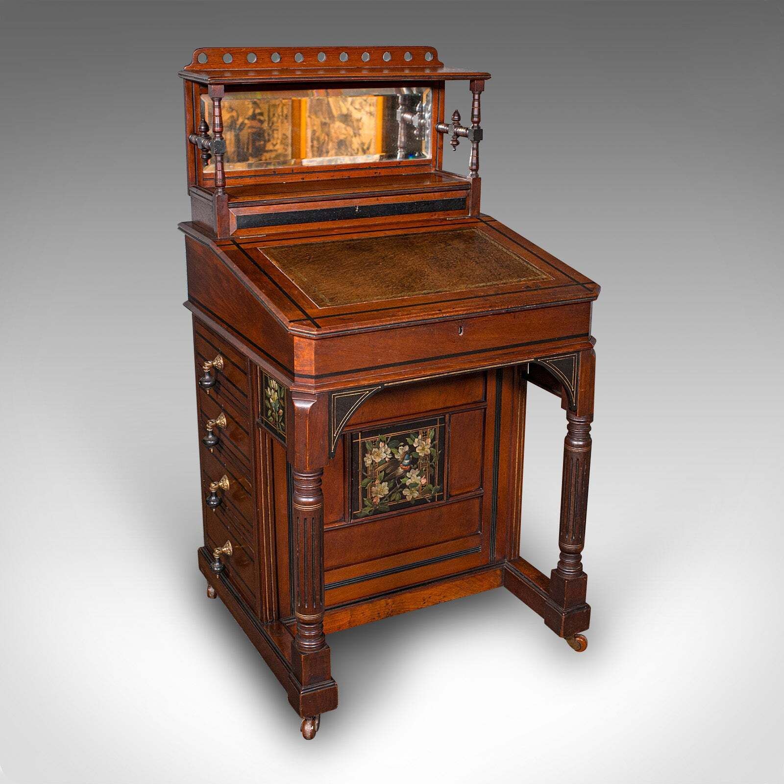 Antique Aesthetic Period Davenport English Walnut Writing Desk Victorian