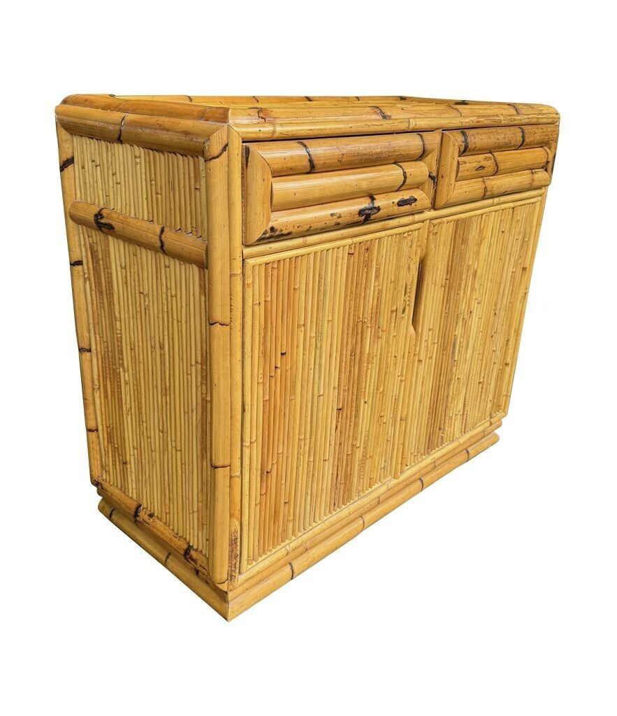 An Italian 1970s Two Drawers And Two Doors Bamboo Chest By Vivai Del Sud