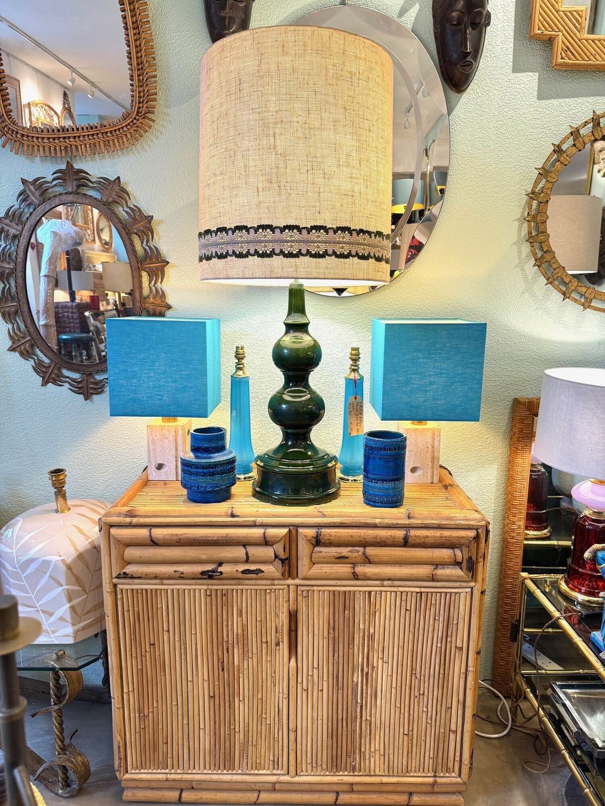 An Italian 1970s Two Drawers And Two Doors Bamboo Chest By Vivai Del Sud photo furniture
