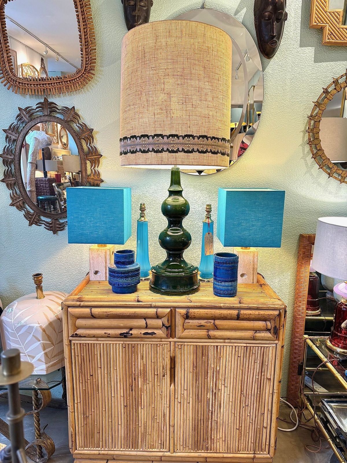 An Italian 1970s Two Drawers And Two Doors Bamboo Chest By Vivai Del Sud photo vinterior