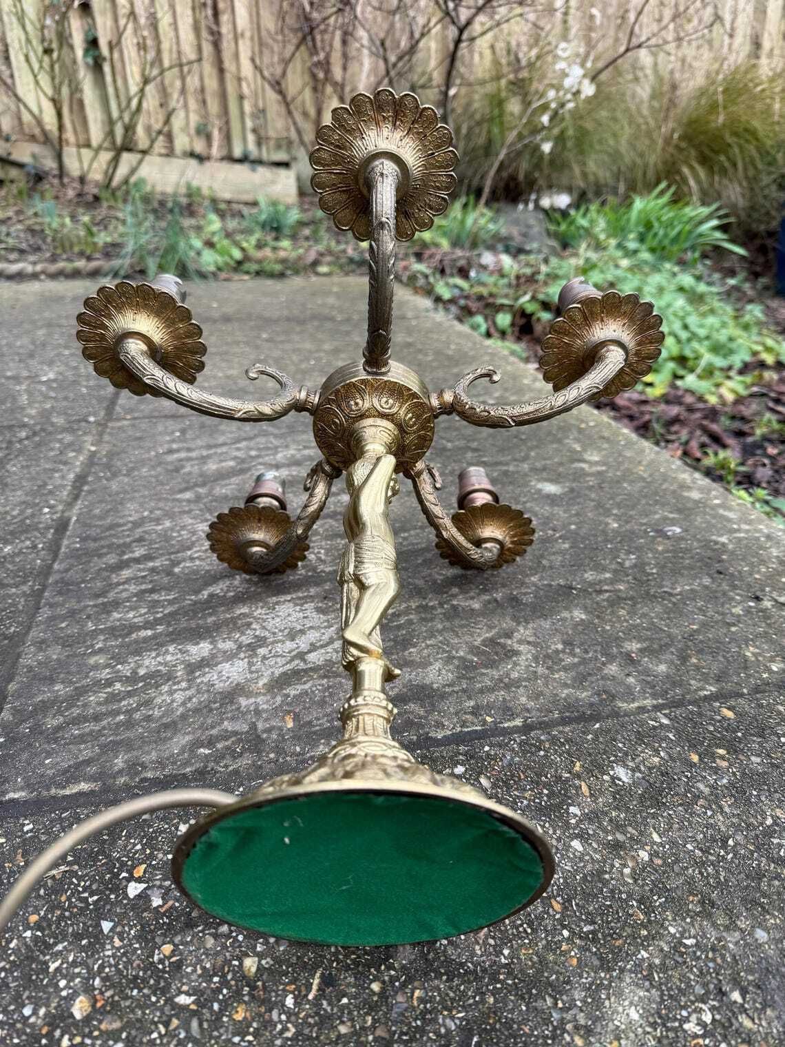 Unusual Retro Candelabra In Brass Metal With Six Bulb Holders And A Cherub Ornamental Stem   Pat Tested  Vgc photo buy