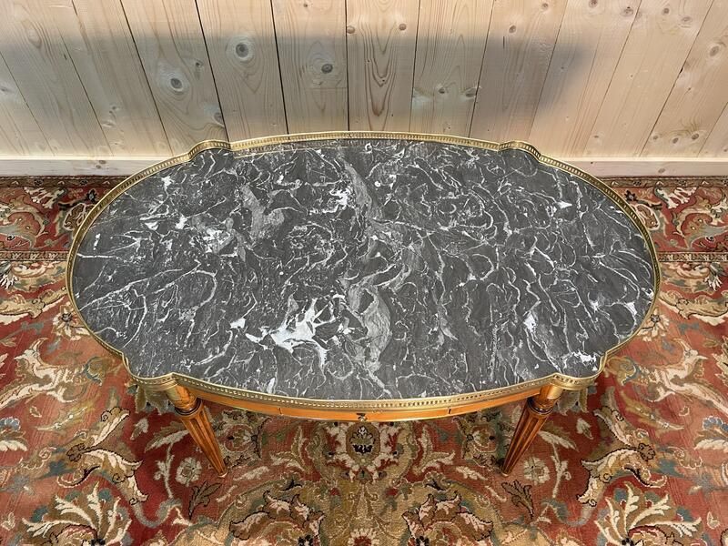 Table Basse Bouillotte De Style Louis XVI Marbre Gris photo buy