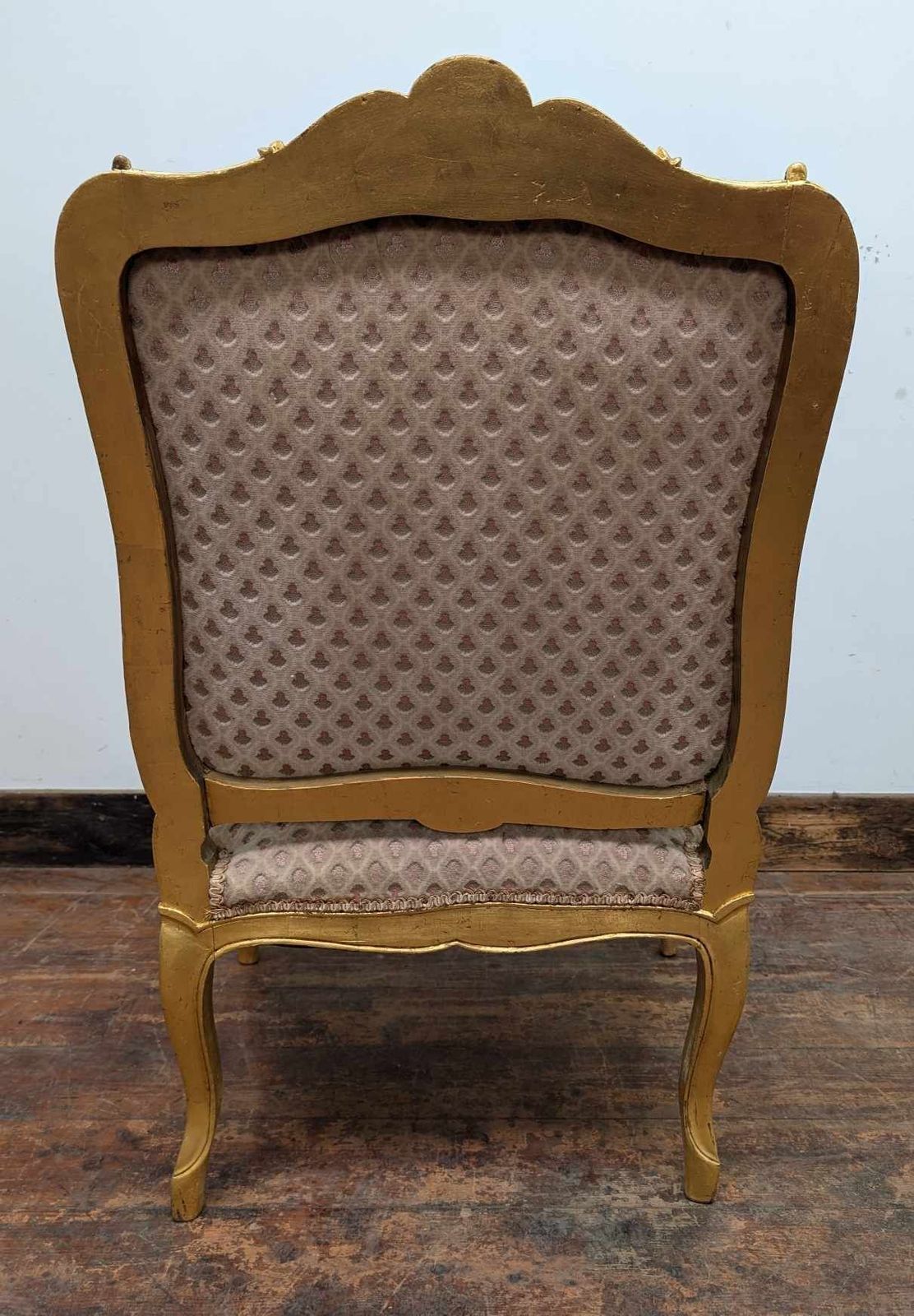 Vintage Gold Ornate Armchair In Cream Coloured Upholstery photo for sale