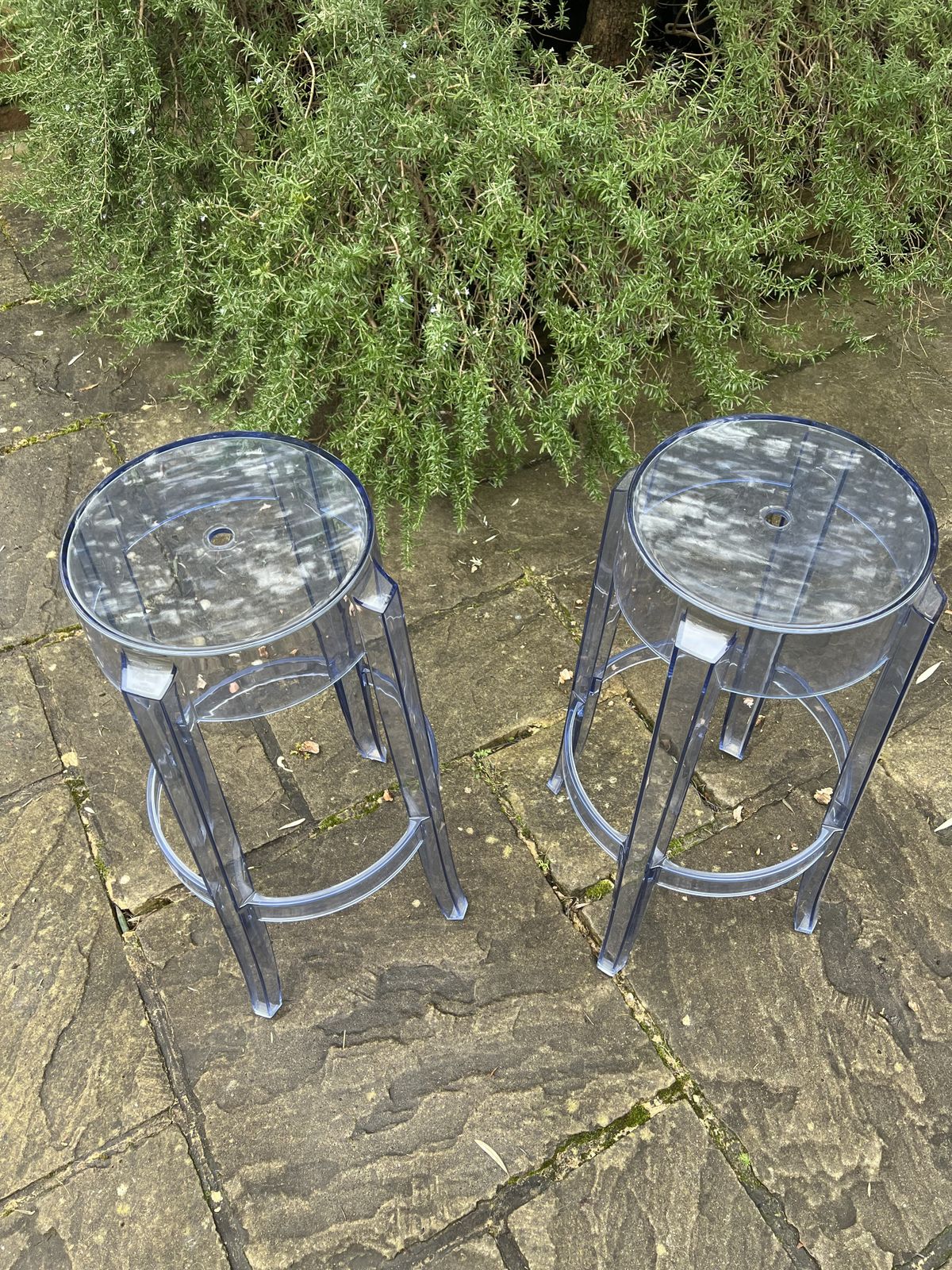 Charles Ghost Powder Blue Acrylic Bar Stool By Kartell And Philip Starck