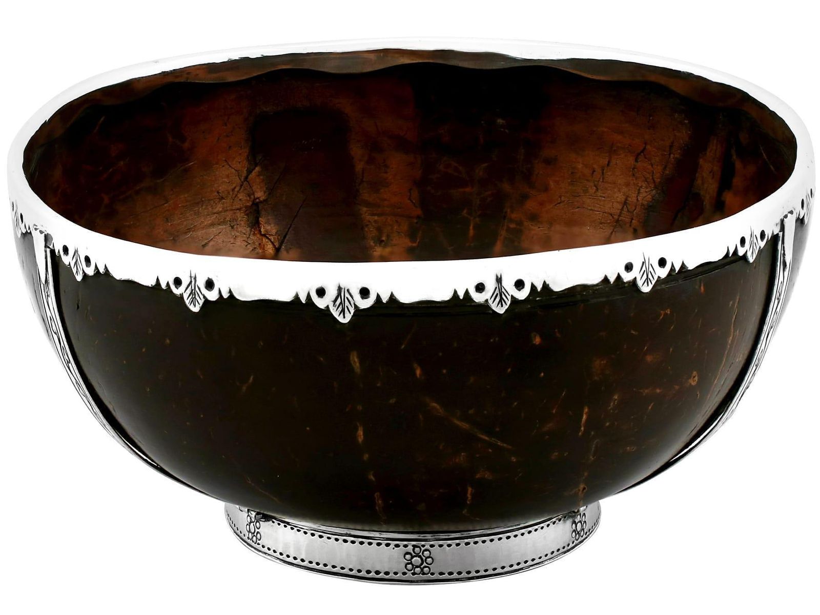 Antique Arts And Crafts Sterling Silver Mounted Coconut Bowl photo furniture