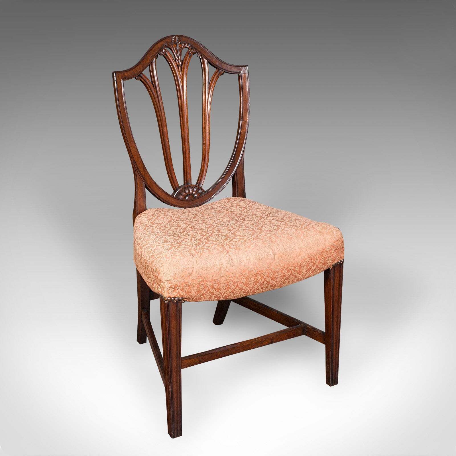 Pair Of Antique Hepplewhite Side Chairs, English, Fruitwood, Hall Seat, Georgian photo for sale