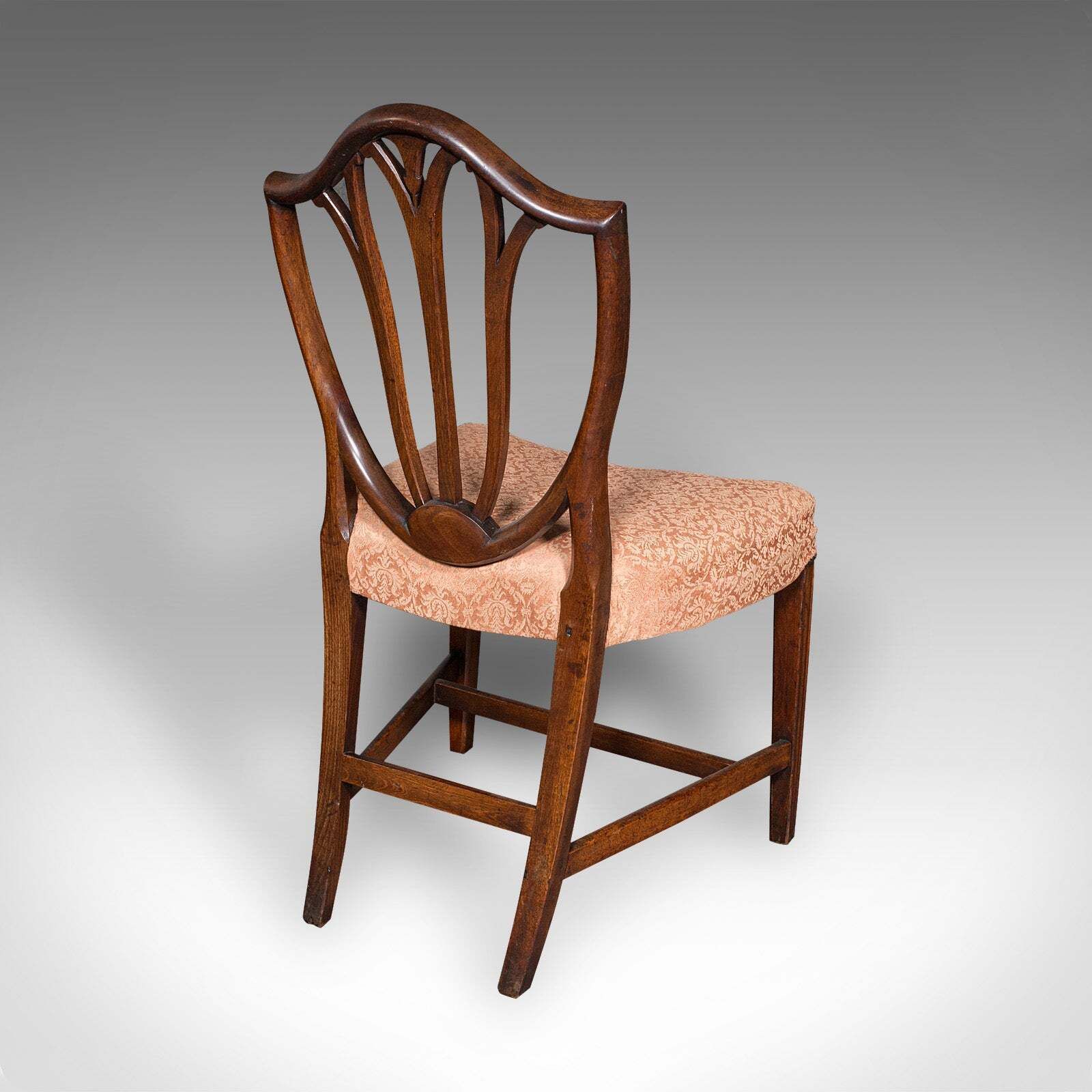 Pair Of Antique Hepplewhite Side Chairs, English, Fruitwood, Hall Seat, Georgian photo vinterior