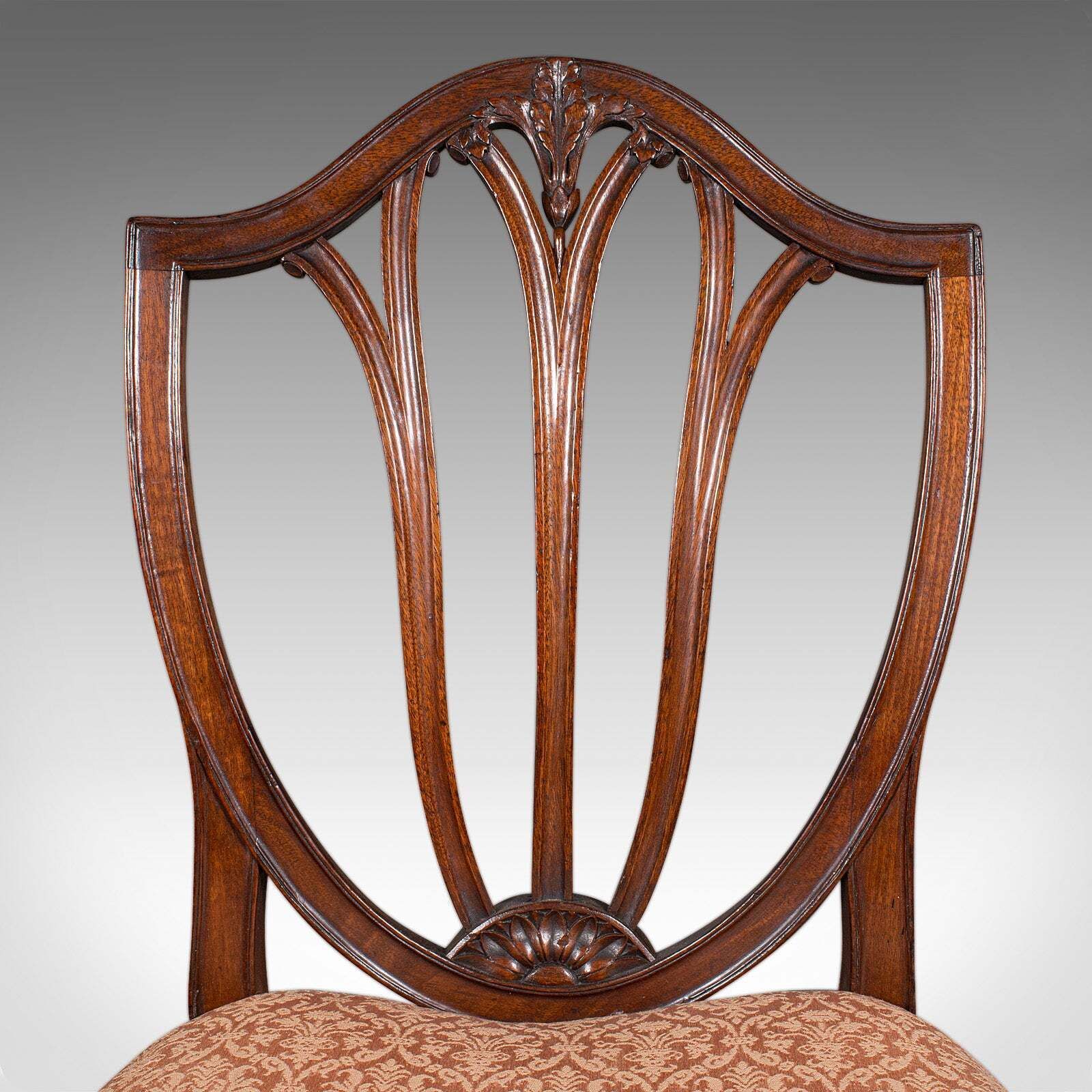 photo for sale Pair Of Antique Hepplewhite Side Chairs, English, Fruitwood, Hall Seat, Georgian