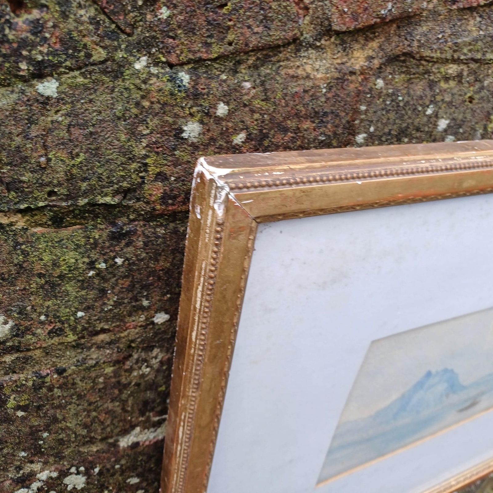 Mid Century Gilt Vintage Frame With Glass, And A Vintage Water Colour Painting (61cm X 44cm) photo 82.0