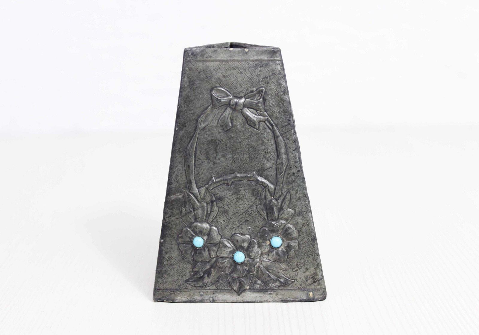 Art Nouveau Pewter Vase, Signed G.Penot 1930 photo for sale