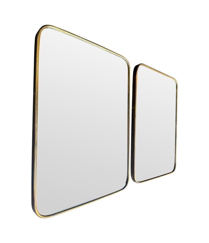 A Lovely Pair Of 1950s Italian Brass Framed Mirrors With Solid Wood Backs photo Home Decor