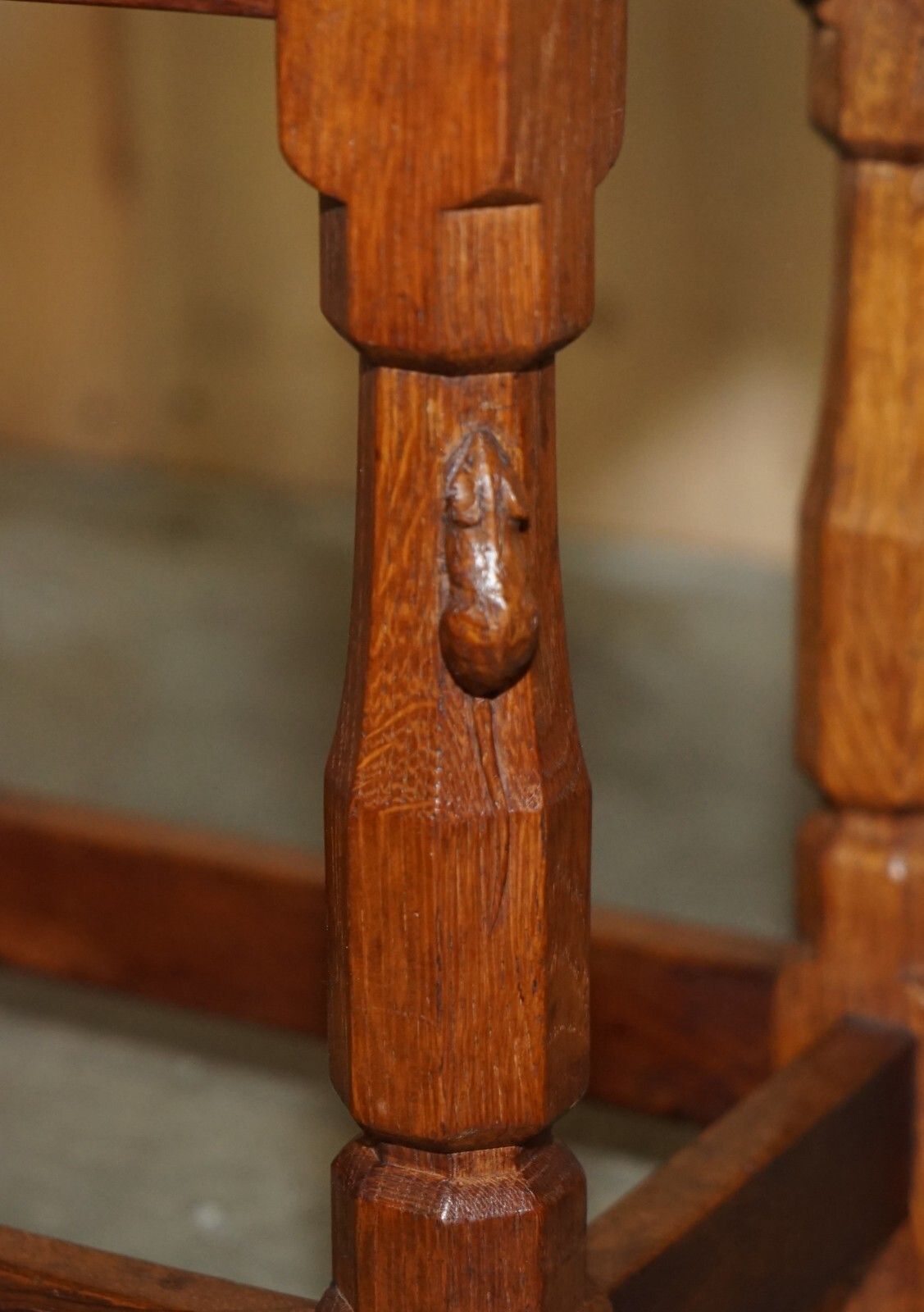Fine Pair Of Rtestored Original 1930's Burr Oak Robert Mouseman Thompson Stools photo vinterior