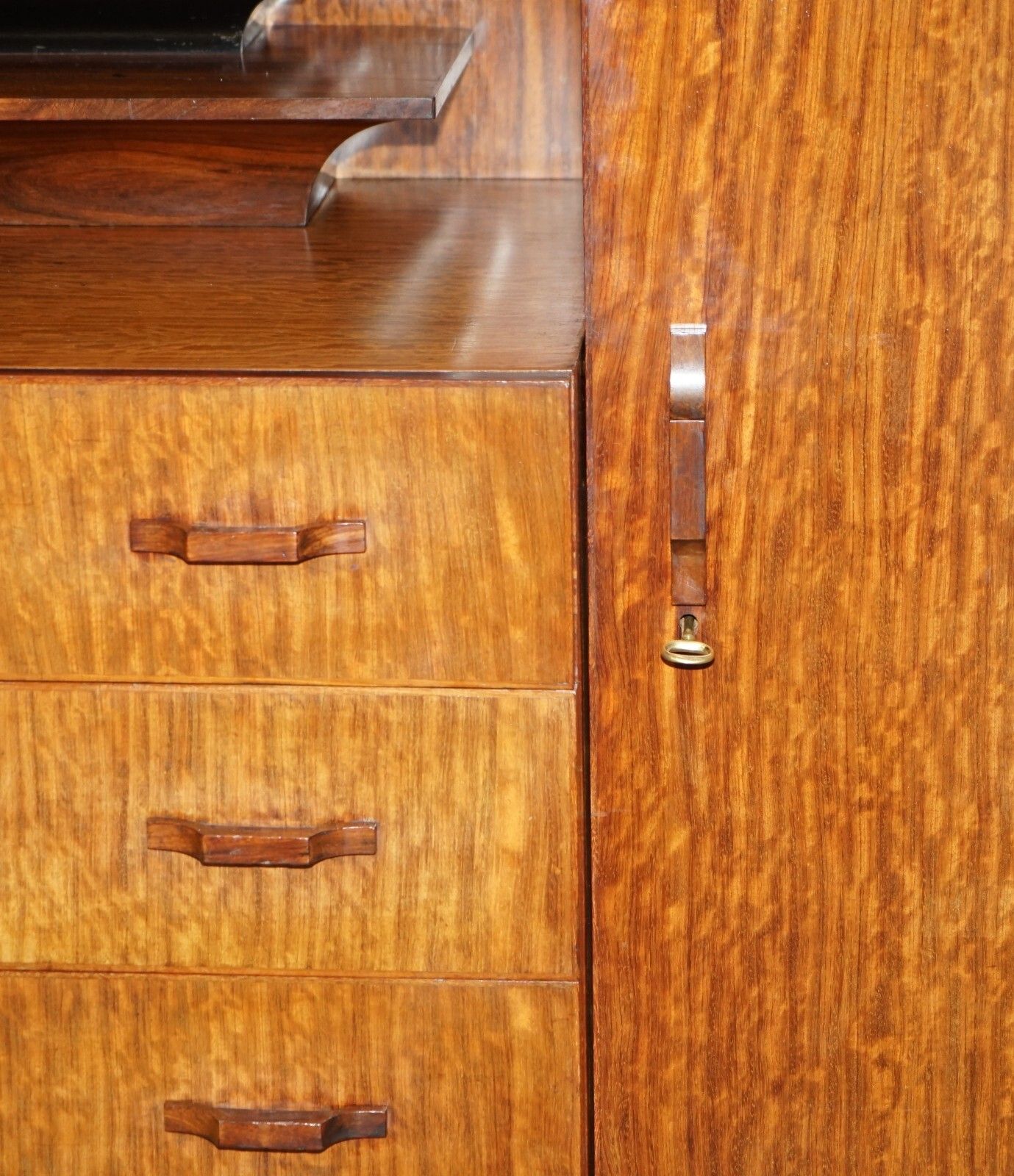 Original Antique Art Deco Cir 1920's Double Wardrobe Chest Of Drawers Compendium photo vinterior