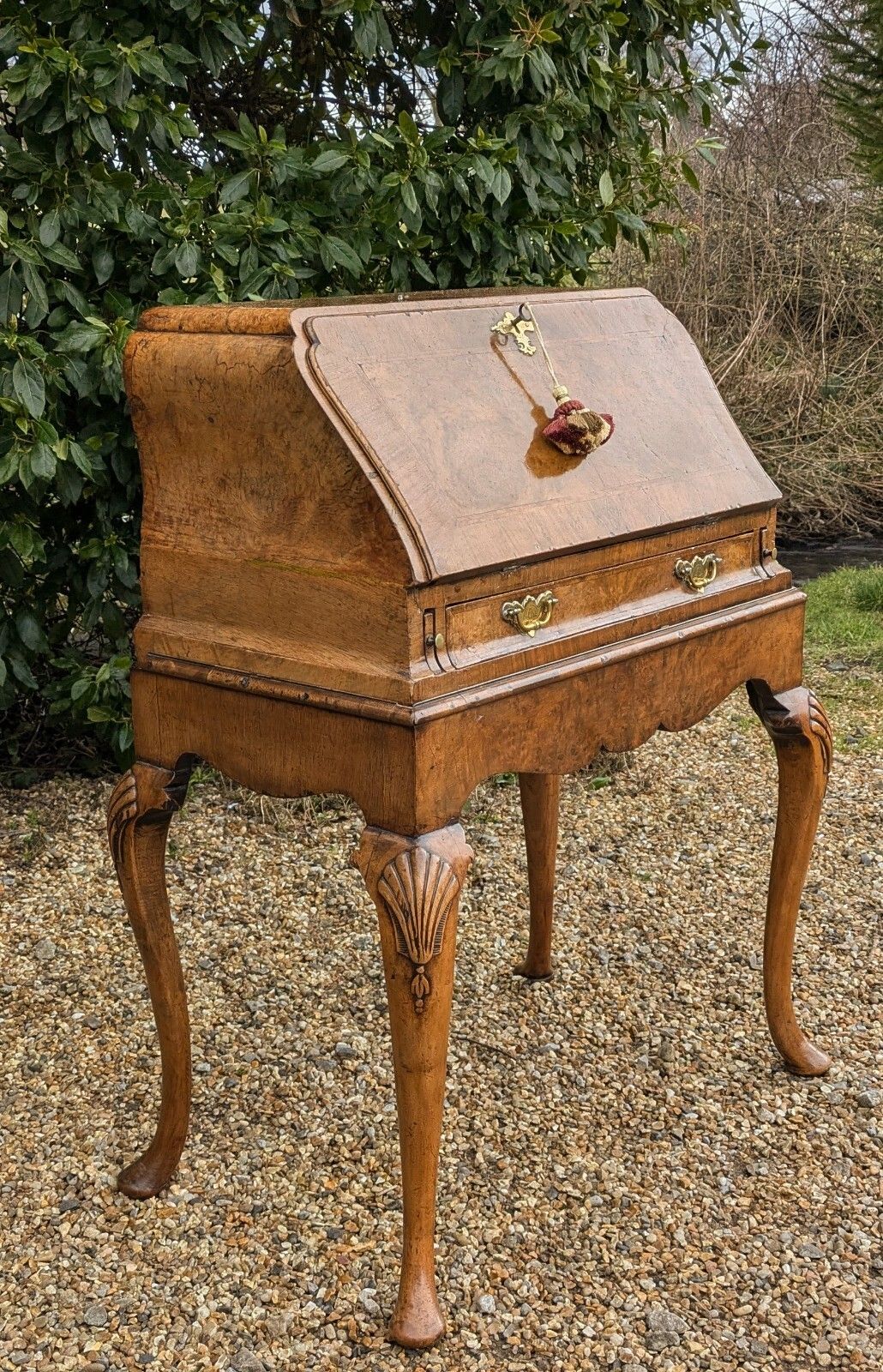 George I Style Burr Walnut Bureau On Stand Desk photo buy