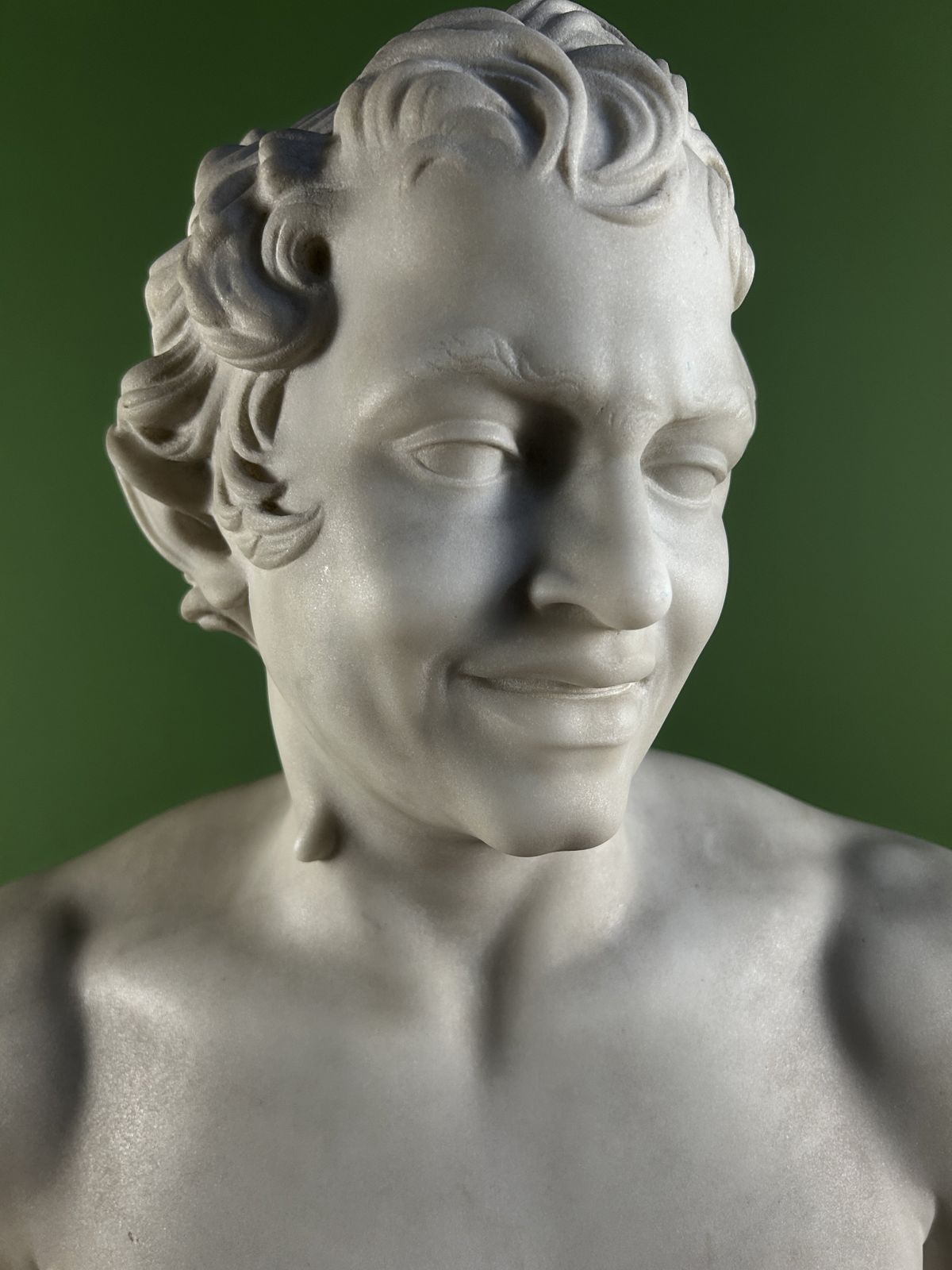 photo furniture 19th Century Italian Marble Bust Of The Albani Faun