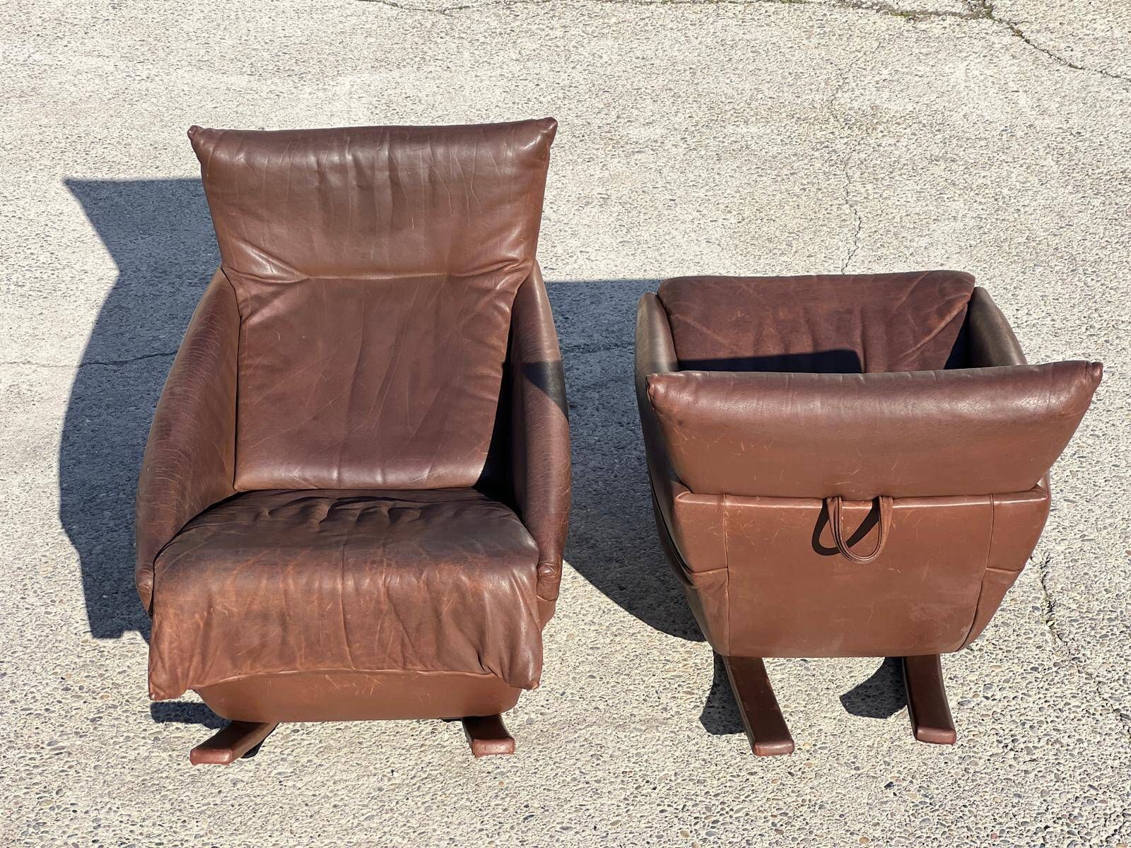 Pair Of De Sede Rocking Chairs, Switzerland 1970 In Brown Leather photo buy