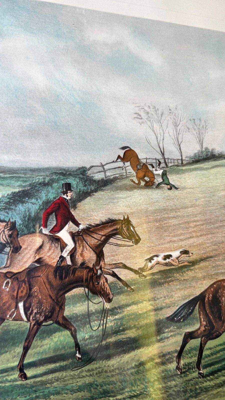 1848 Framed Lithograph "The Oxford Drag 2" By C. R. Winter – Antique Equestrian Print photo vinterior