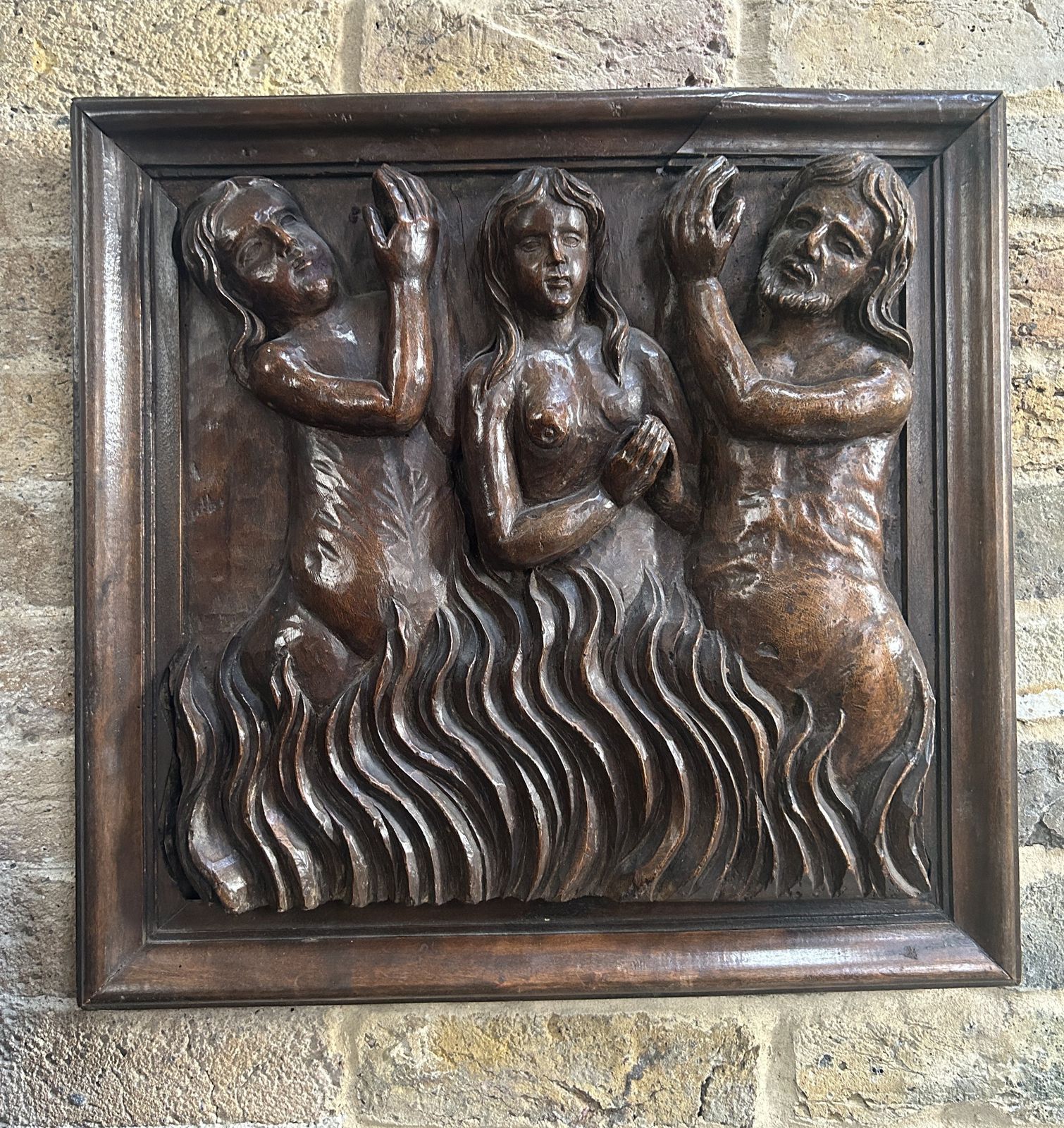 15th / 16th Century Italian Walnut Panel Carving Of Religious Souls In Purgatory photo buy