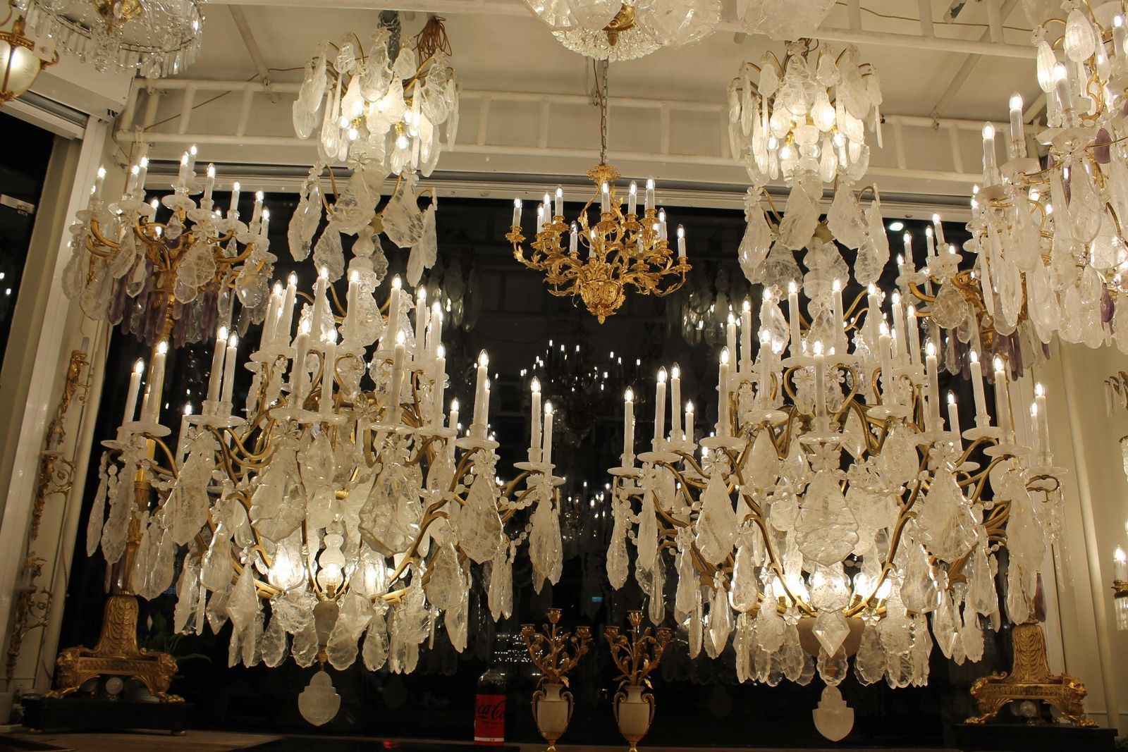 Unique Single   Imposing Rock Crystal Louis XV Style Cage Chandeliers H300cm W180cm photo vintage