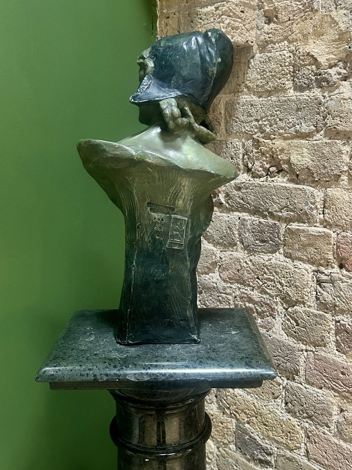 photo buy Antique Art Nouveau Goldscheider Polychrome Terracotta Bust Of A Dutch Maiden C.1900