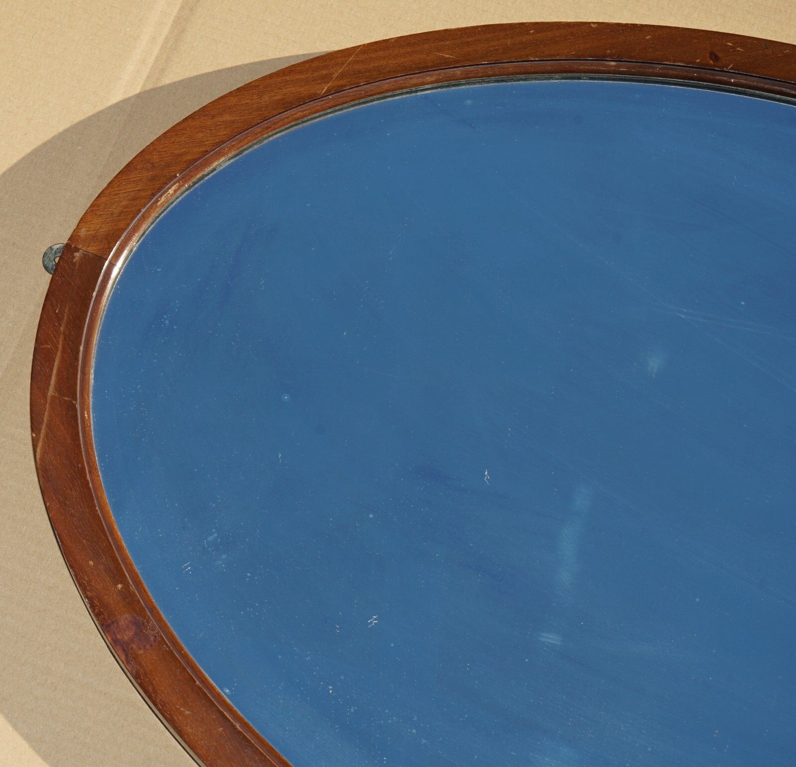 Sublime 1920's Art Deco Mercury Plate Venetian Mahogany Framed Oval Mirror photo furniture