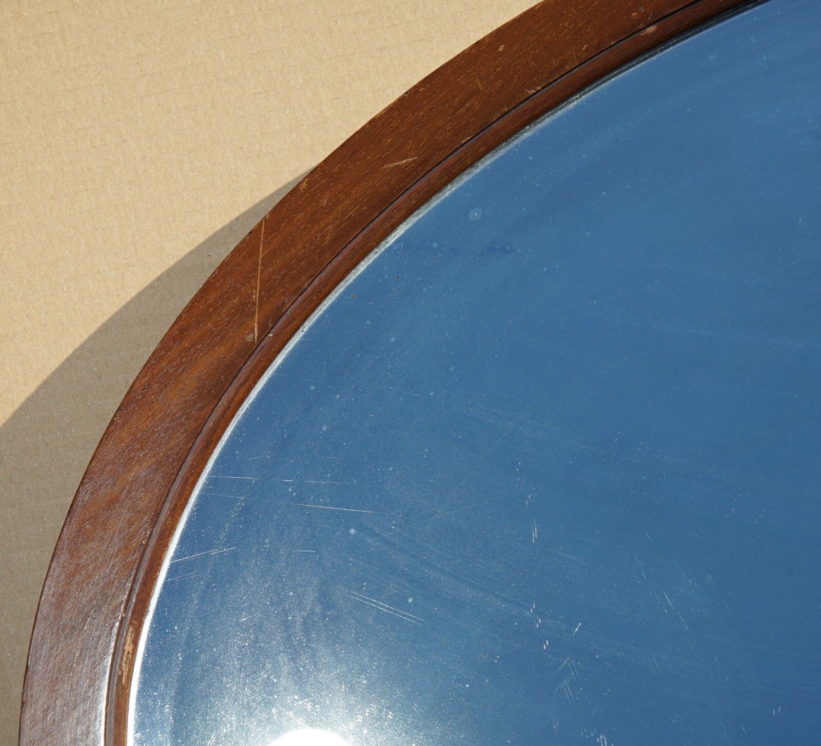 Sublime 1920's Art Deco Mercury Plate Venetian Mahogany Framed Oval Mirror photo vinterior