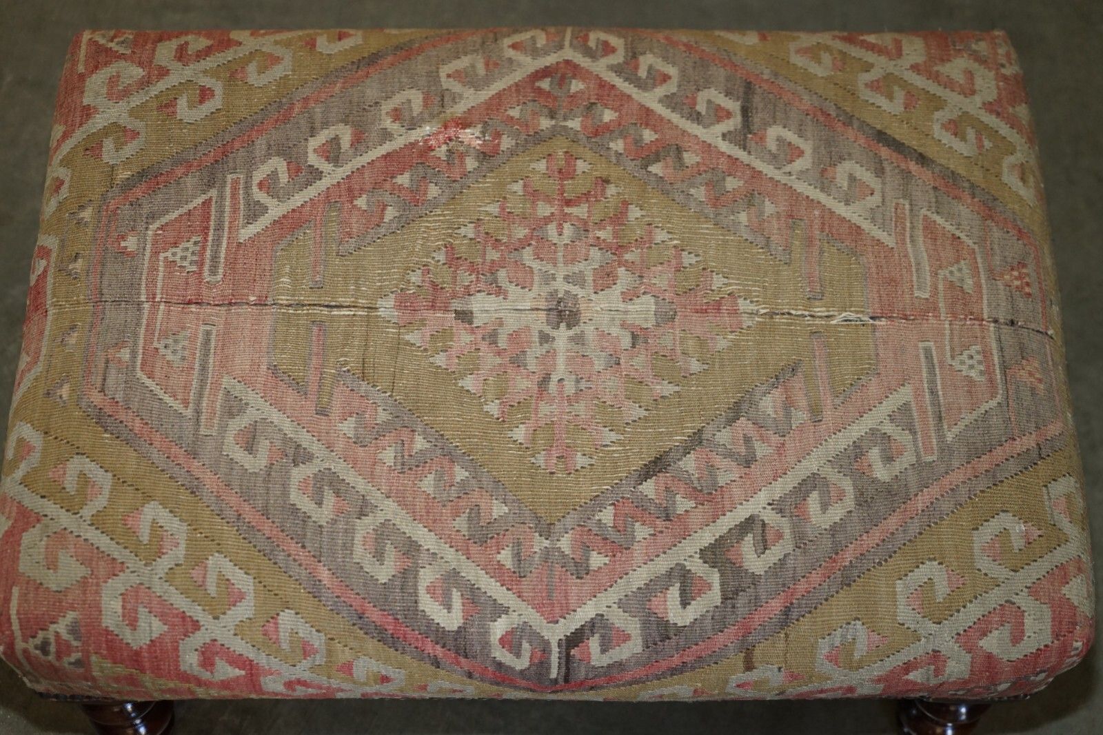 Original Vintage George Smith Kilim Upholstered Foorstool For 2 People To Share photo 1250.0