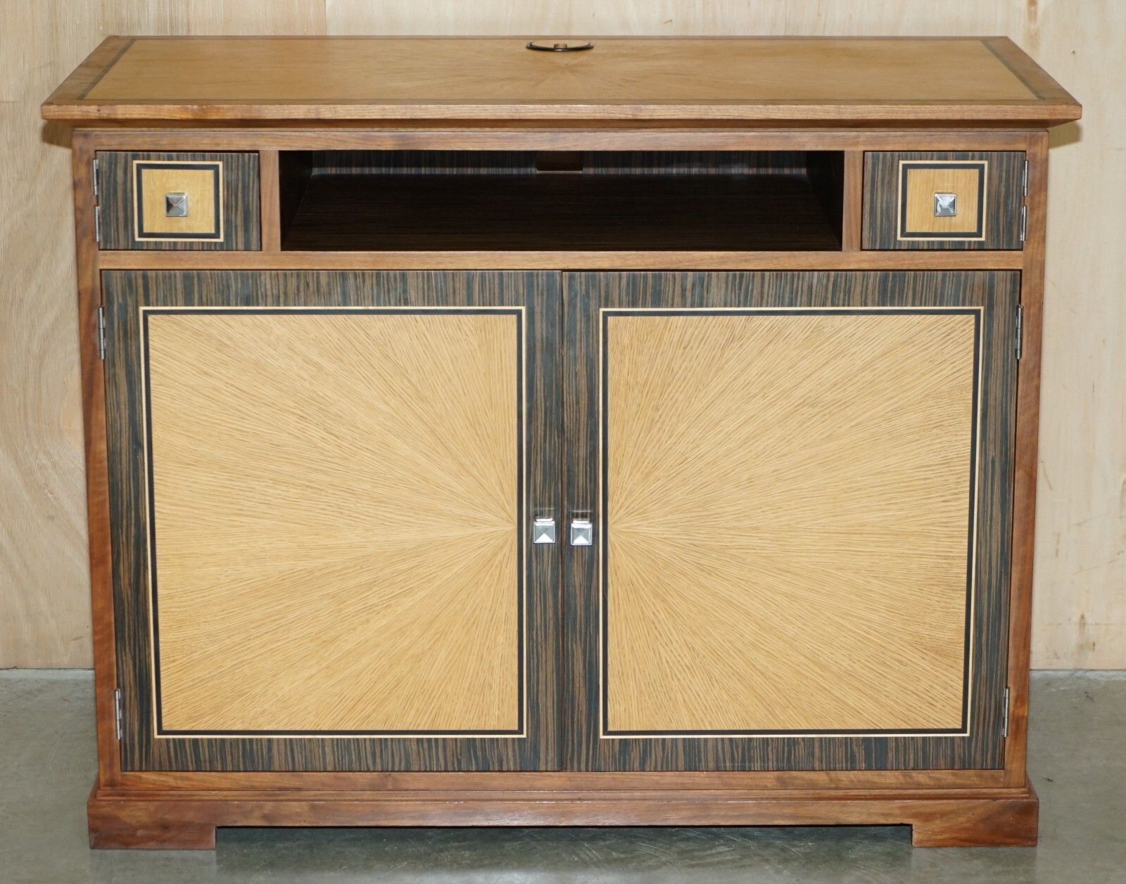 Pair Of David Linley Chelsea Satinwood Macassar Ebony Sideboard Tv Media Unit photo for sale