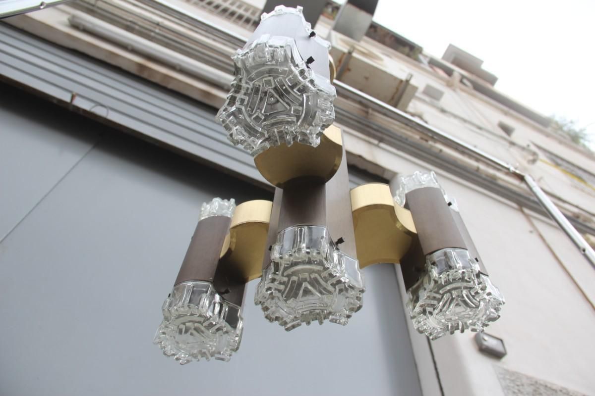 Bronzed Sciolari Aluminum Minimal Geometric Chandelier Italian Design Gold photo buy
