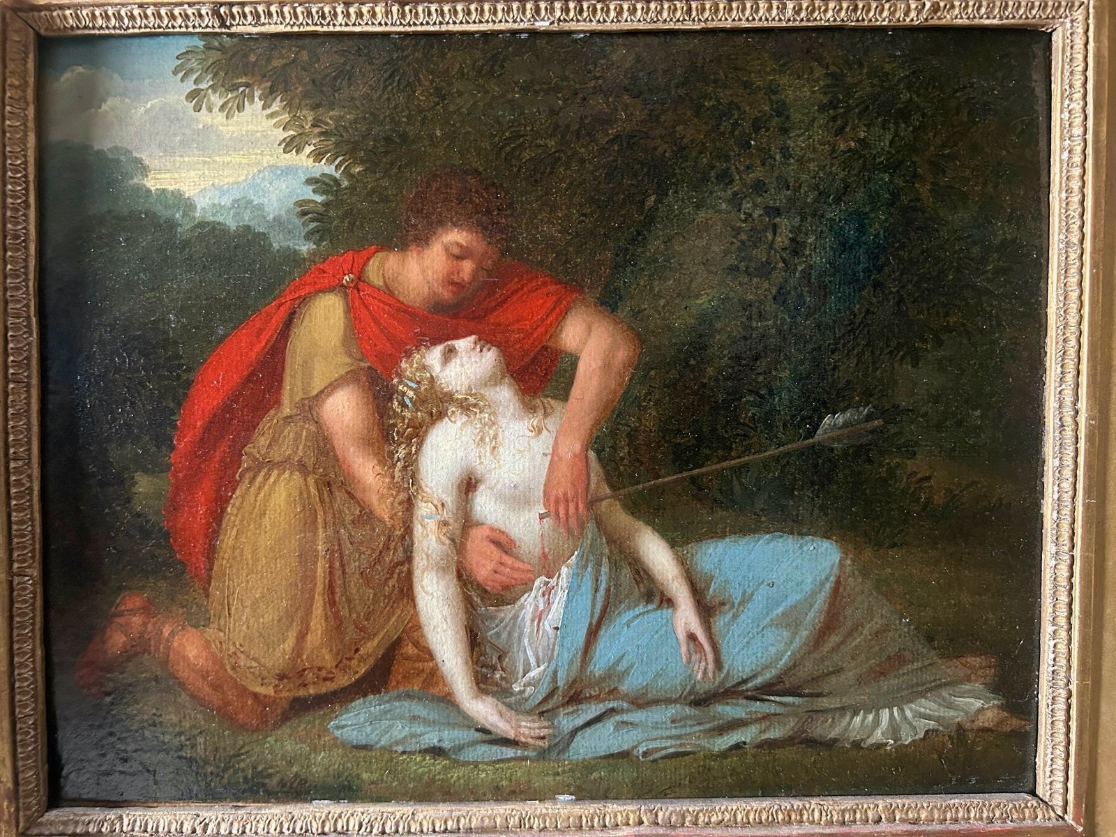 Art 19th Century Oil Painting Attributed To Charles Meynier   Morte De Procris (The Death Of Procris) photo